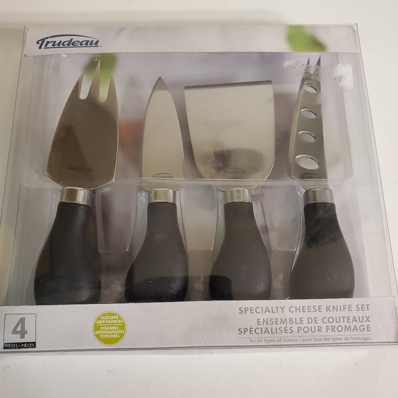 Trudeau 4 Piece Specialty Stainless Steel Cheese Knife Set W Soft Touch Handles - Picture 2 of 9